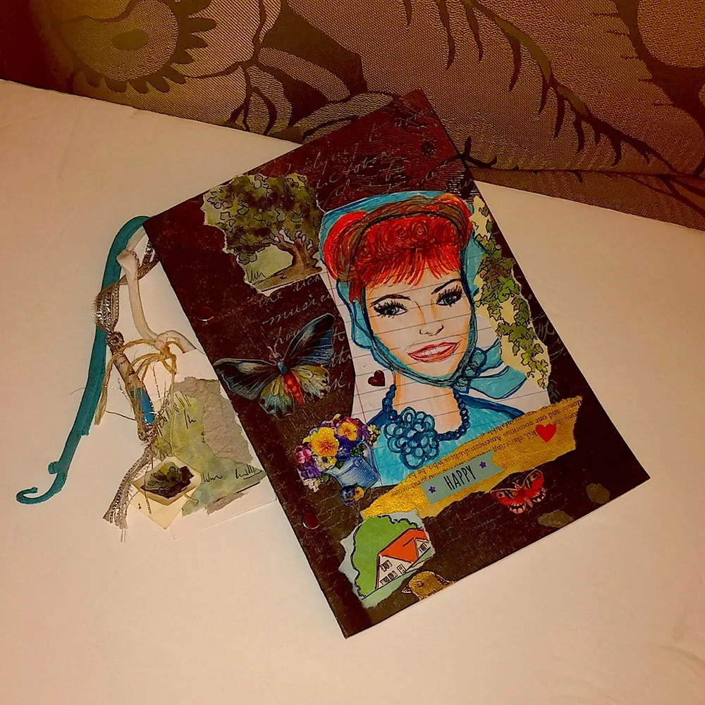NWT of a kind handmade happy friendship&fashion art journal notebook 📓🦋💕